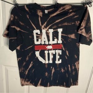 Cali life state tie dye oversized tee shirt upcycled